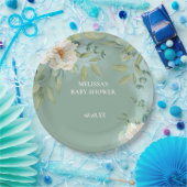 Papieren Borden Silver Sage Eucalyptus White Flowe Bordje (Feest)