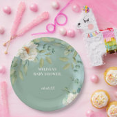 Papieren Borden Silver Sage Eucalyptus White Flowe Bordje (Feest)