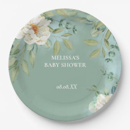 Papieren Borden Silver Sage Eucalyptus White Flowe Bordje