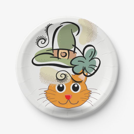 Papieren borden St. Patrick's Day Cat Papieren Bordje (Voorkant)