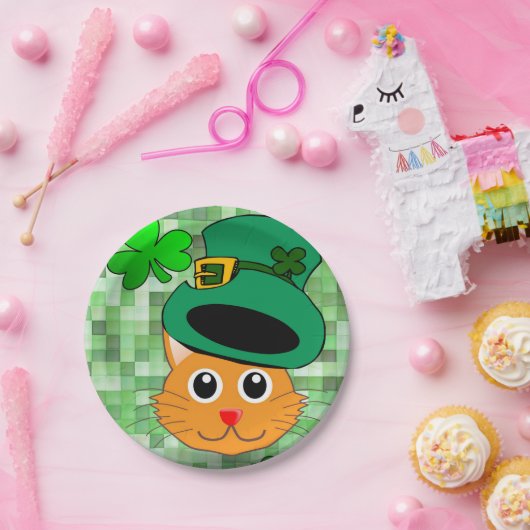 Papieren borden St. Patrick's Day Cat Papieren Bordje (Feest)