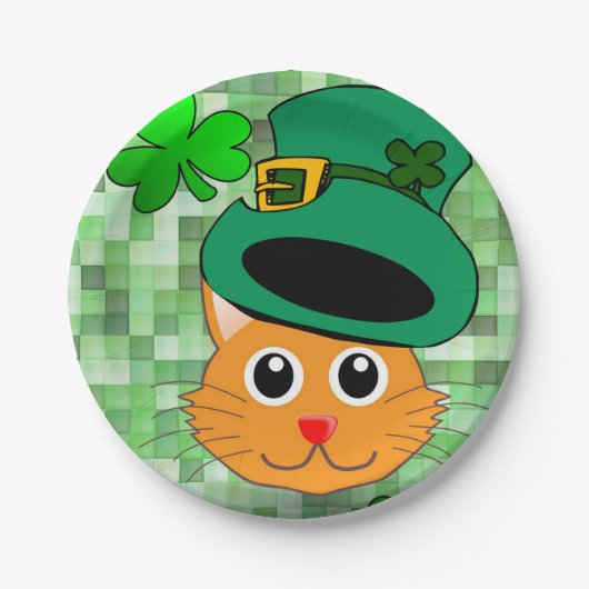 Papieren borden St. Patrick's Day Cat Papieren Bordje (Voorkant)