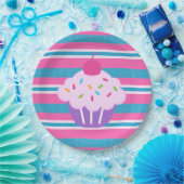 Papieren Borden/strips met cupcake Bordje (Feest)
