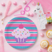 Papieren Borden/strips met cupcake Bordje (Feest)