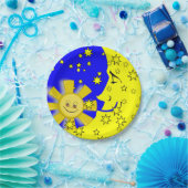 Papieren Borden, Sun Moon Yellow Stars Papieren Bordje (Feest)