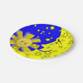Papieren Borden, Sun Moon Yellow Stars Papieren Bordje (Gekanteld)