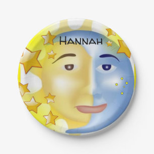 Papieren Borden, Sun Moon Yellow Stars Papieren Bordje