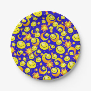 Papieren Borden, Sun Moon YellowStars Blue Bordje