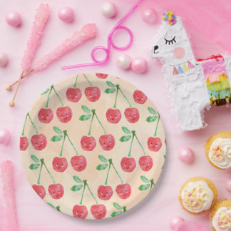 Papieren Borden Sweet Red Cherry Delicate Pattern Bordje