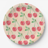 Papieren Borden Sweet Red Cherry Delicate Pattern Bordje (Voorkant)