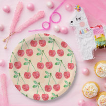 Papieren Borden Sweet Red Cherry Delicate Pattern