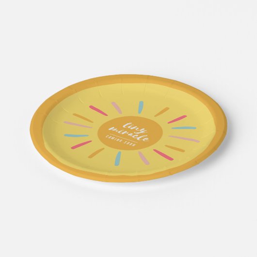 Papieren Borden - Tiny miracle Yellow Sun Baby sho Papieren Bordje (Gekanteld)