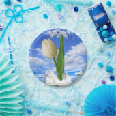 Papieren Borden, Tulp Floral White Birds Papieren Bordje (Feest)