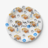 Papieren Borden, uw handen wassen met een waterkra Papieren Bordje (Voorkant)