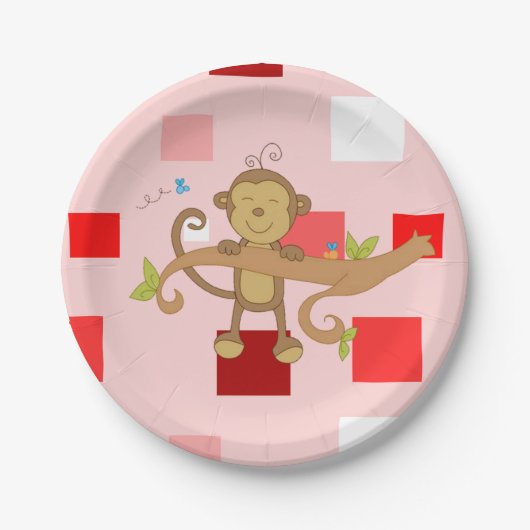 Papieren borden Valentijnsdag, aap Papieren Bordje (Voorkant)