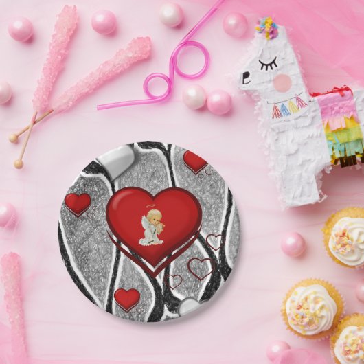 Papieren borden Valentijnsdag, Angel Papieren Bordje (Feest)