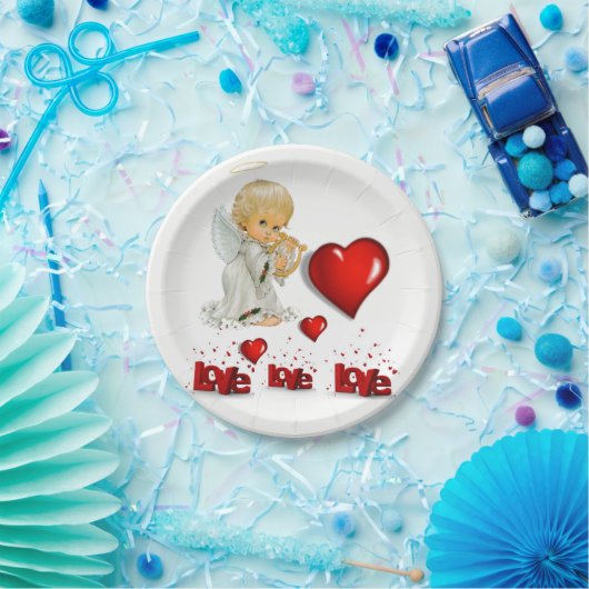 Papieren borden Valentijnsdag, Angel Papieren Bordje (Feest)