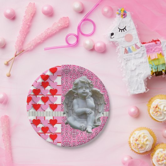Papieren borden Valentijnsdag, Angel Papieren Bordje (Feest)