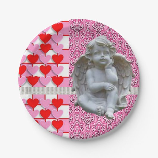 Papieren borden Valentijnsdag, Angel Papieren Bordje (Voorkant)