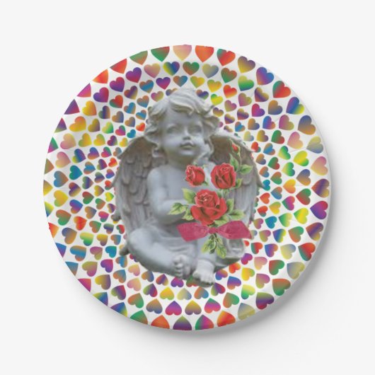 Papieren borden Valentijnsdag, Angel Papieren Bordje (Voorkant)