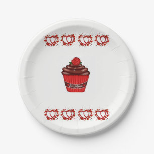 Papieren borden Valentijnsdag Cupcake Bordje