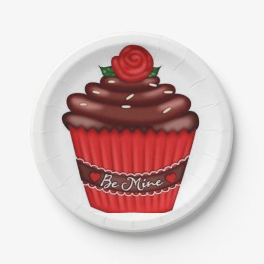 Papieren borden Valentijnsdag Cupcake Papieren Bordje (Voorkant)