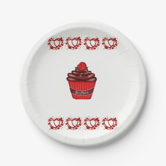 Papieren borden Valentijnsdag Cupcake Papieren Bordje (Voorkant)