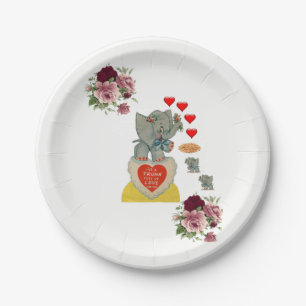 Papieren borden Valentijnsdag Elephant Vintage Bordje