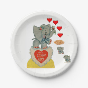 Papieren borden Valentijnsdag Elephant Vintage Papieren Bordje