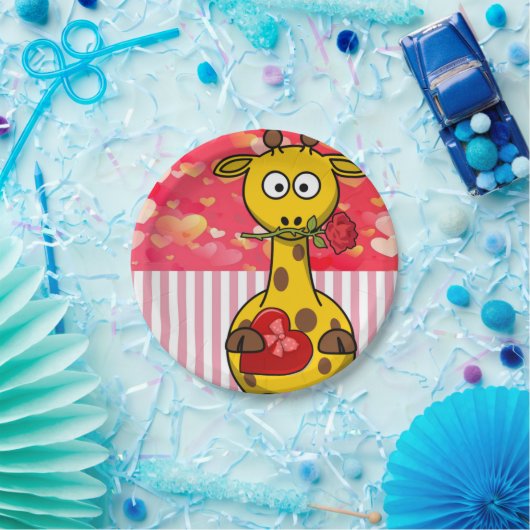 Papieren borden Valentijnsdag, Giraffe Papieren Bordje (Feest)