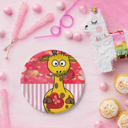 Papieren borden Valentijnsdag, Giraffe Papieren Bordje (Feest)