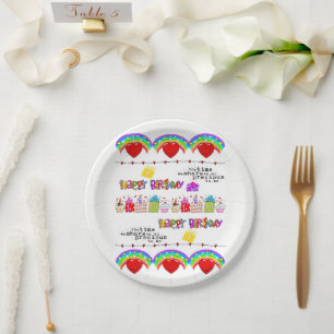 Papieren borden Valentijnsdag Happy Birthday Bordje