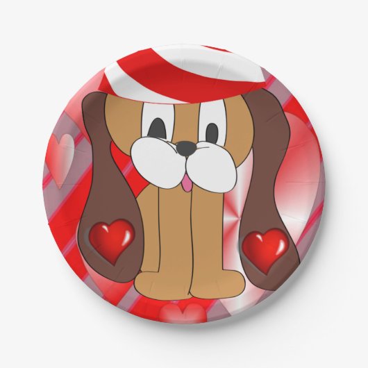 Papieren borden Valentijnsdag, hond Papieren Bordje (Voorkant)