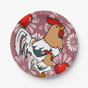 Papieren borden Valentijnsdag, kip Papieren Bordje