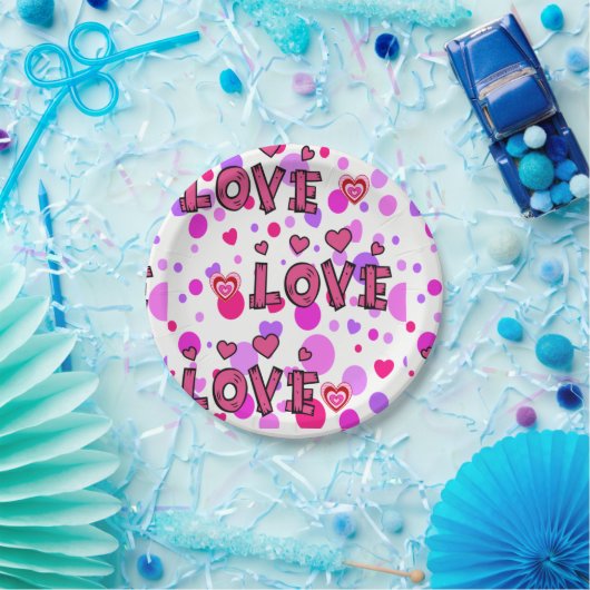 Papieren borden Valentijnsdag, Liefde Papieren Bordje (Feest)