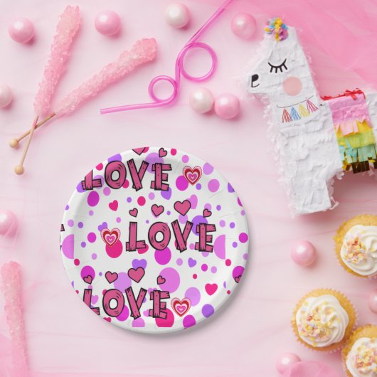 Papieren borden Valentijnsdag, Liefde Papieren Bordje (Feest)