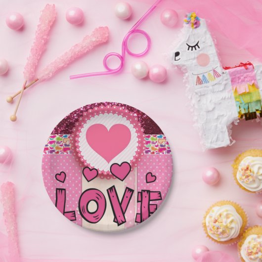 Papieren borden Valentijnsdag, Liefde Papieren Bordje (Feest)