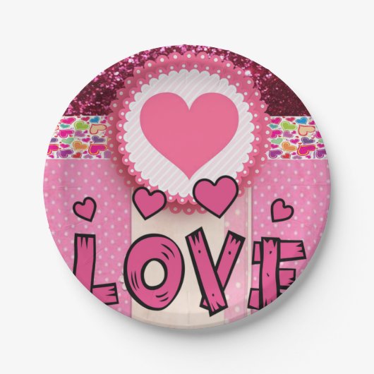 Papieren borden Valentijnsdag, Liefde Papieren Bordje (Voorkant)