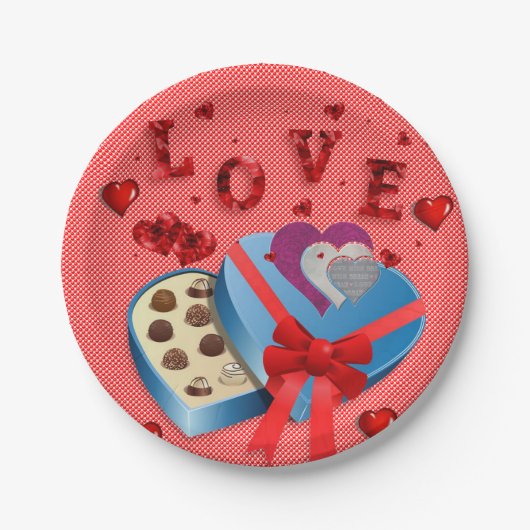 Papieren borden Valentijnsdag, Liefde Papieren Bordje (Voorkant)