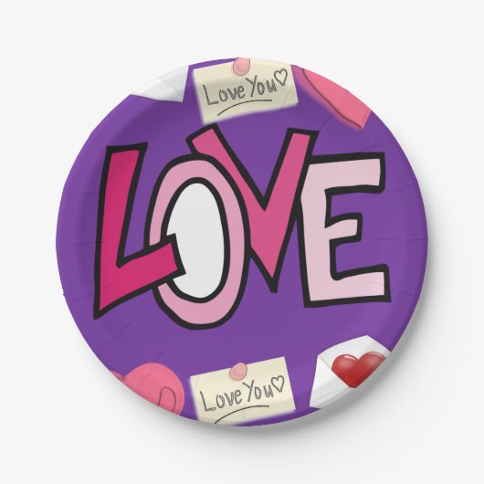 Papieren borden Valentijnsdag Papieren Bordje (Voorkant)