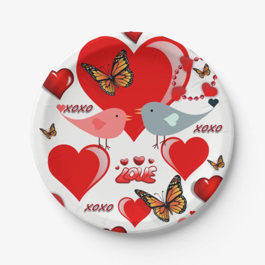 Papieren borden Valentijnsdag Papieren Bordje (Voorkant)