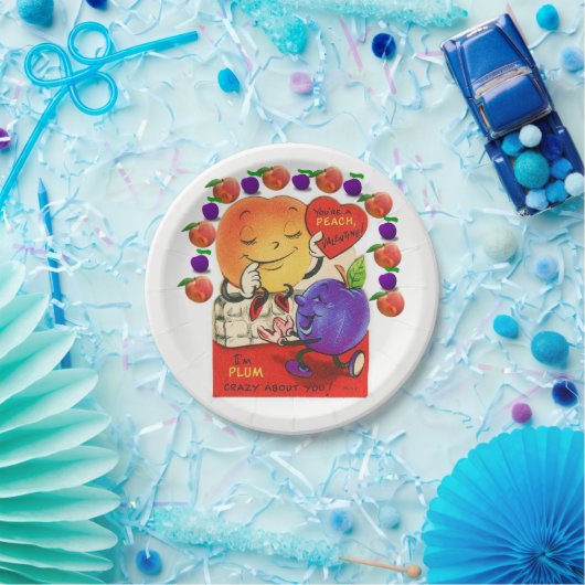 Papieren borden Valentijnsdag Peach Plum Papieren Bordje (Feest)