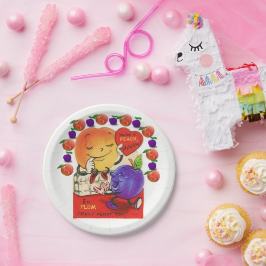 Papieren borden Valentijnsdag Peach Plum Papieren Bordje (Feest)