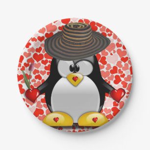 Papieren borden Valentijnsdag, Penguin Bordje