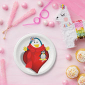 Papieren borden Valentijnsdag, Penguin Hearts Bordje (Feest)