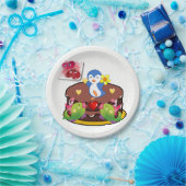Papieren borden Valentijnsdag, Penguin Hearts Papieren Bordje (Feest)