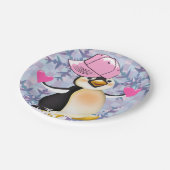 Papieren borden Valentijnsdag, Penguin Hearts Papieren Bordje (Gekanteld)