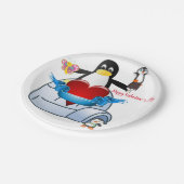 Papieren borden Valentijnsdag, Penguin Hearts Papieren Bordje (Gekanteld)