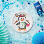 Papieren borden Valentijnsdag, Penguin Hearts Papieren Bordje (Feest)