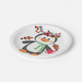 Papieren borden Valentijnsdag, Penguin Hearts Papieren Bordje (Gekanteld)